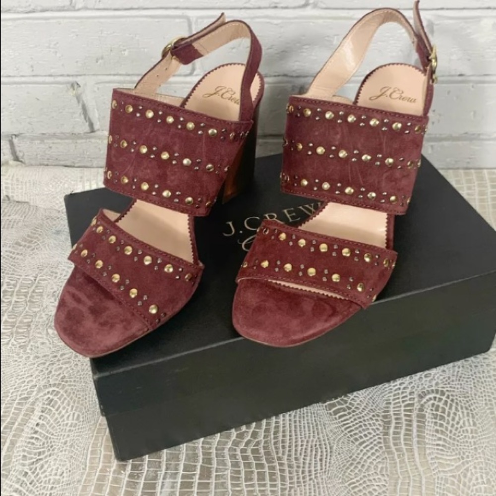 Stella Wood Heel Sandals in Studded Suede